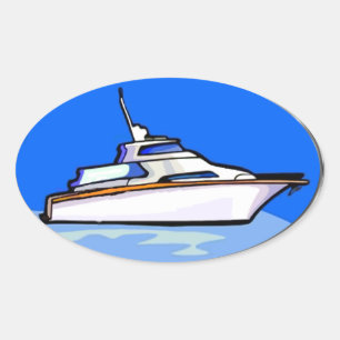 Yacht in Oval Sticker
