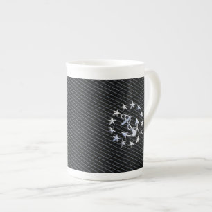 Yacht Naval Flag Anchor and Stars Bone China Mug