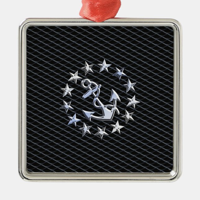 Yacht Naval Flag Anchor and Stars Metal Tree Decoration (Front)
