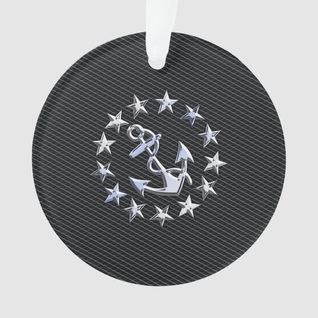 Yacht Naval Flag Anchor and Stars Ornament (Front)