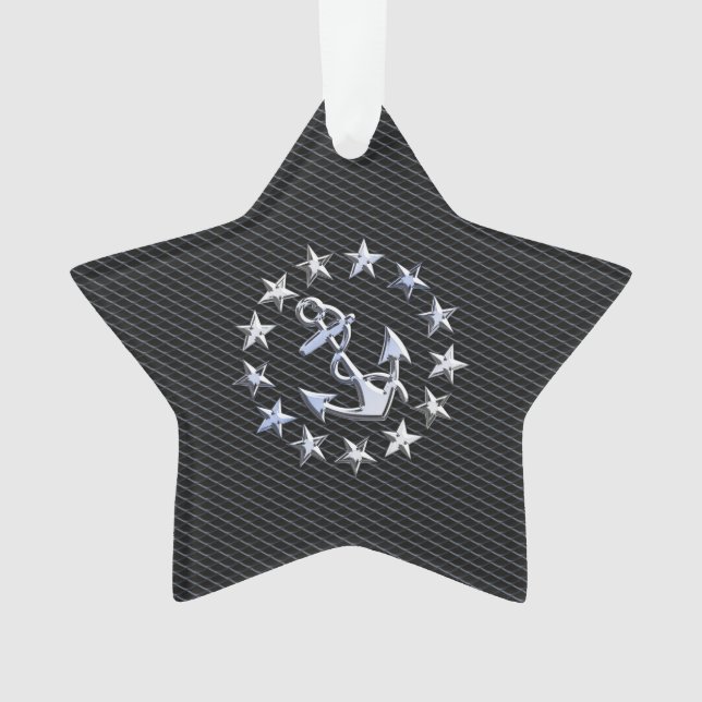 Yacht Naval Flag Anchor and Stars Ornament (Front)