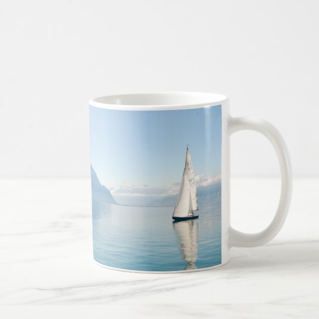 Yacht on Calm Waters  Coffee Mug (Right)