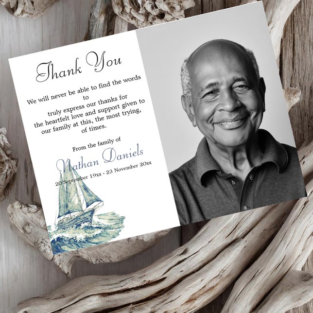 Yacht on the Ocean Funeral Thank You Cards (Creator Uploaded)