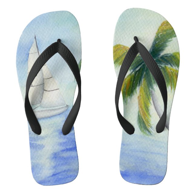Yacht on the sea Palma Flip Flops (Footbed)