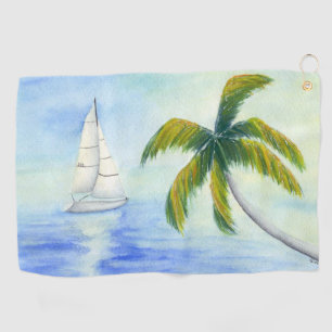 Yacht on the sea Palma Golf Towel