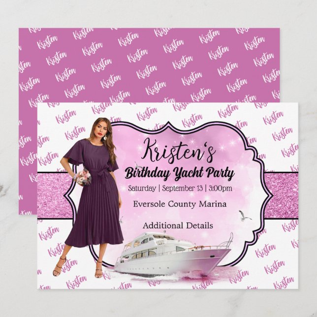 Yacht Party Birthday Invitation (Front/Back)