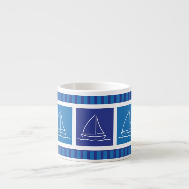 Yacht pattern espresso cup (Front)