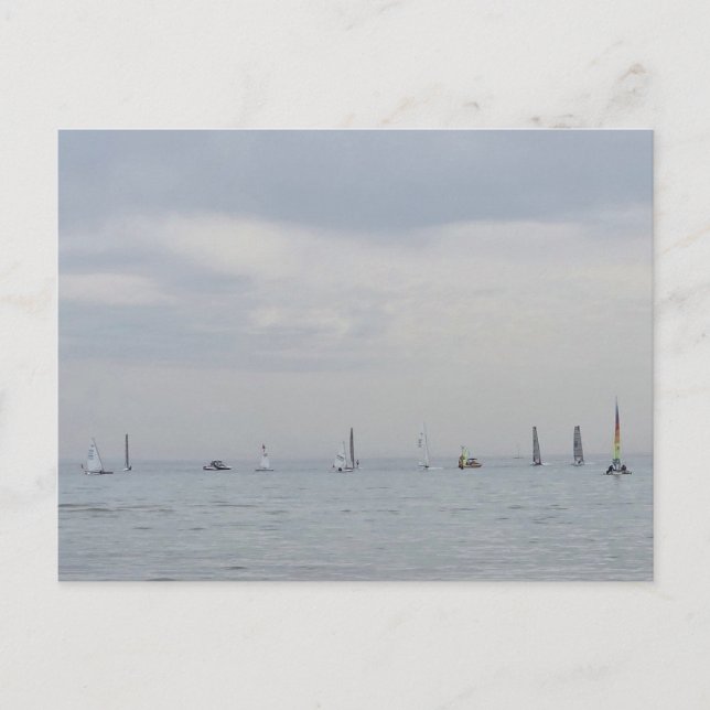 Yacht race boats in a line holiday postcard (Front)