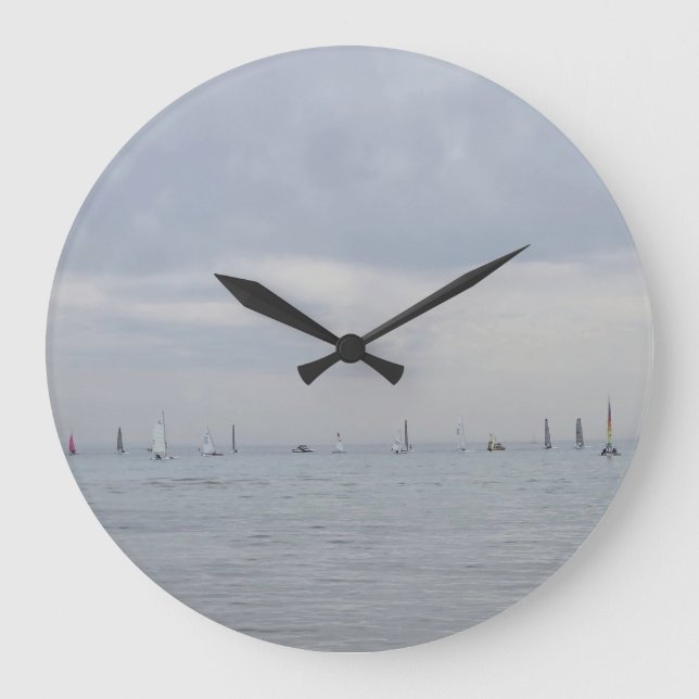 Yacht race boats in a line large clock (Front)