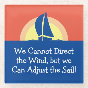 Yacht Racing Sailing With Sunset Glass Coaster