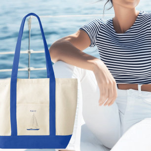 Yacht Sail Boat Contrast Trim Tote Bag