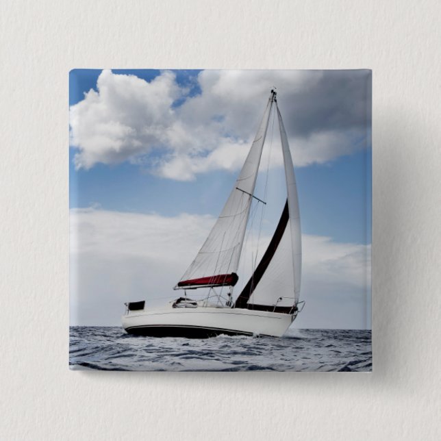 Yacht Sailing In Open Sea 15 Cm Square Badge (Front)