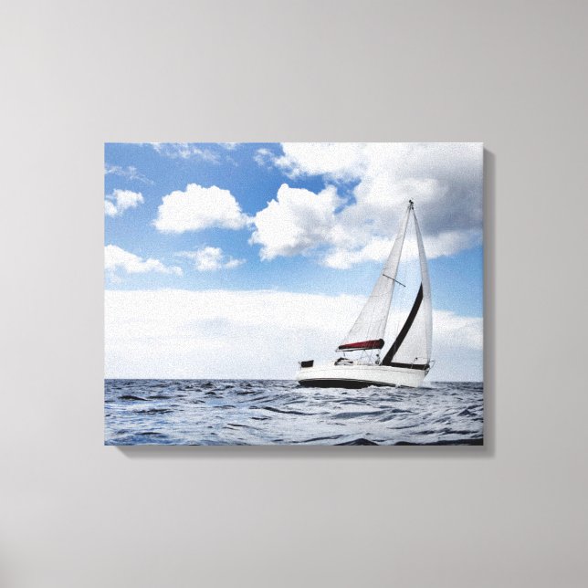 Yacht Sailing In Open Sea Canvas Print (Front)