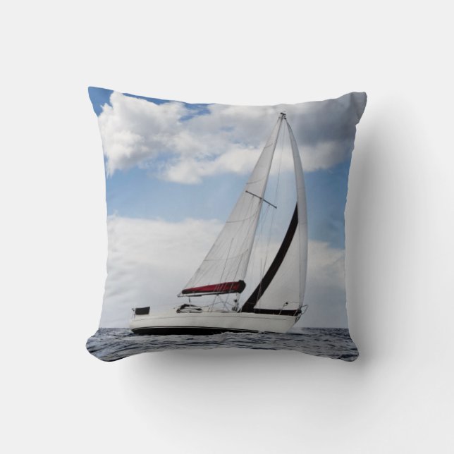 Yacht Sailing In Open Sea Cushion (Front)