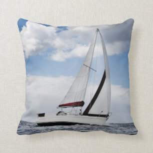 Yacht Sailing In Open Sea Cushion
