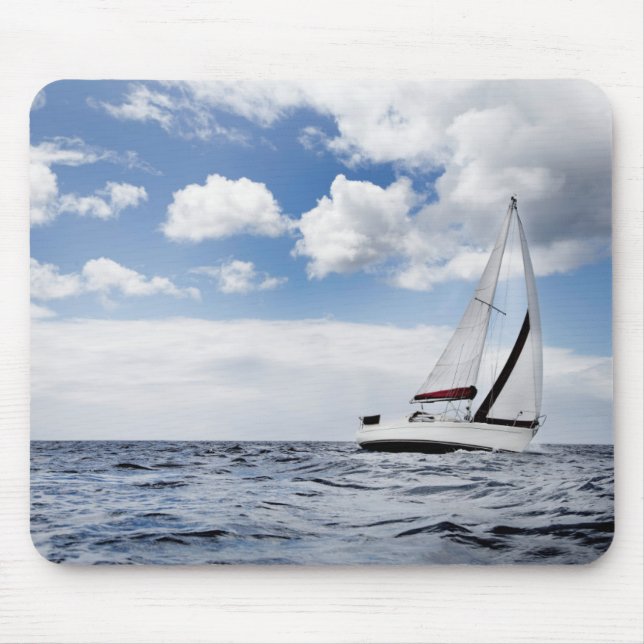 Yacht Sailing In Open Sea Mouse Mat (Front)