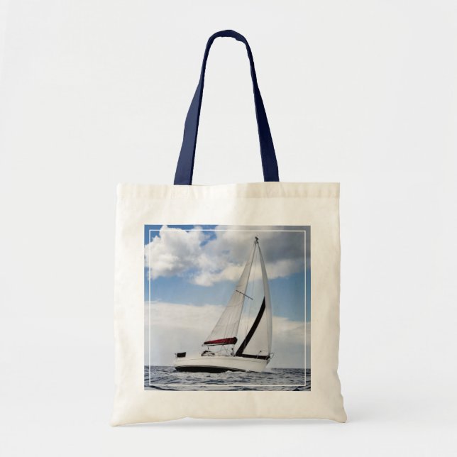 Yacht Sailing In Open Sea Tote Bag (Front)
