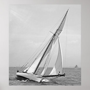 Yacht 'Shamrock' in New York Harbour 1895 BW Poster