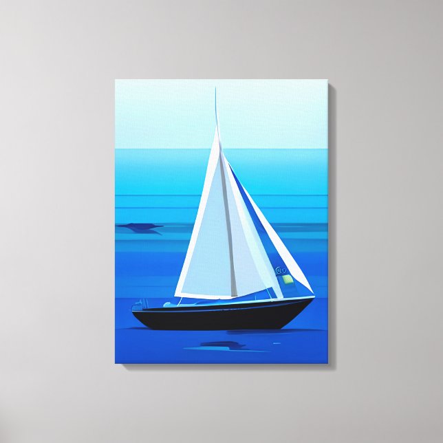 Yacht Under Sail, Cobalt Blue Canvas Print (Front)