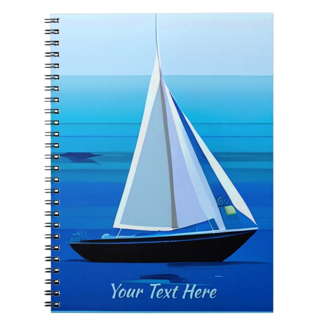 Yacht Under Sail, Cobalt Blue   Notebook (Front)