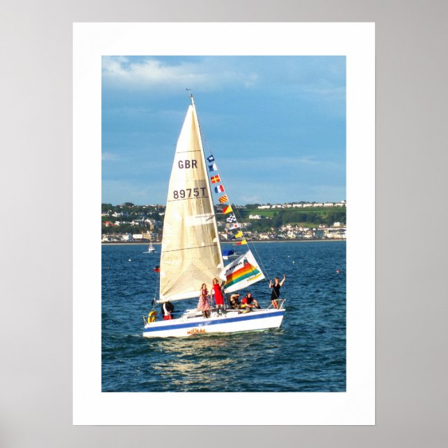 Yacht with flags Jersey Poster (Front)