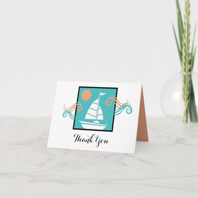 Yachting Minimalist Sailboat Thank You Card (Front)