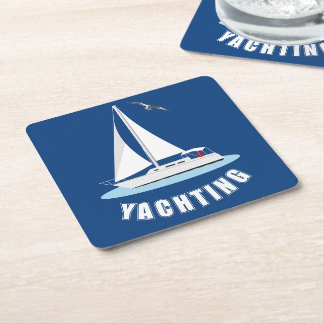 Yachting Square Paper Coaster (Angled)