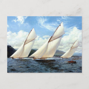 Yachts and a small steam vessel postcard