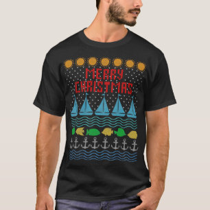Yachts And Sailing Ugly Christmas Festive Ocean Lo T-Shirt