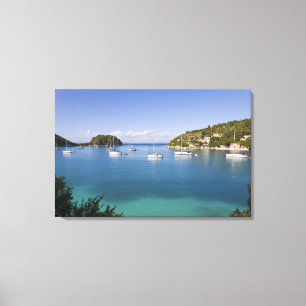 Yachts at anchor, Lakka, Paxos, Greece Canvas Print