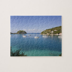 Yachts at anchor, Lakka, Paxos, Greece Jigsaw Puzzle