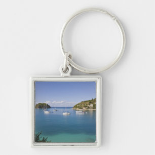 Yachts at anchor, Lakka, Paxos, Greece Key Ring