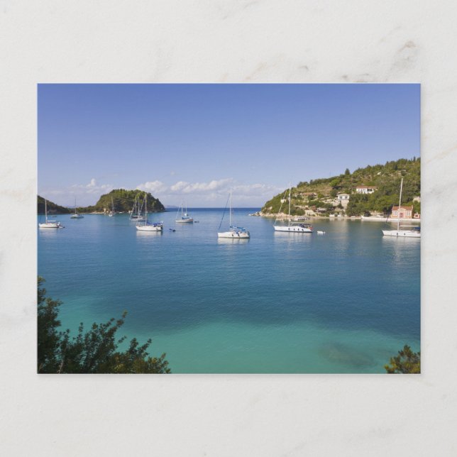 Yachts at anchor, Lakka, Paxos, Greece Postcard (Front)