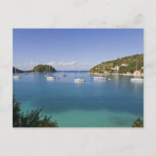 Yachts at anchor, Lakka, Paxos, Greece Postcard
