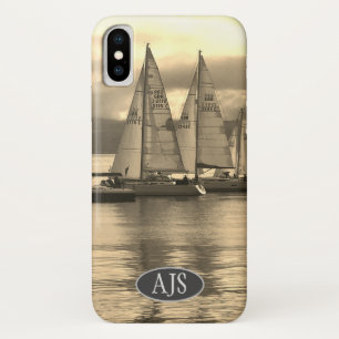 Yachts in a Bay in Scotland. Sepia Effect. iPhone X Case