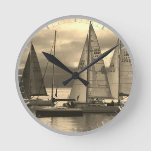Yachts in Rothesay Bay, Scotland. Round Clock