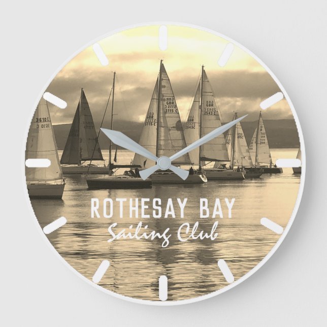 Yachts Lining up to Race. Sailing Club Large Clock (Front)