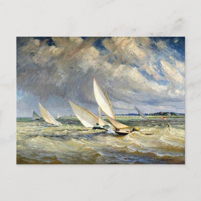 Yachts Racing in Bad Weather Postcard (Front)