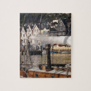 Yacht's smoking chimney. jigsaw puzzle