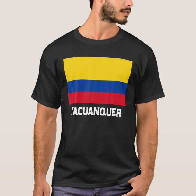 Yacuanque Colombia Flag Emblem Escudo Bandera Cre T-Shirt (Front)