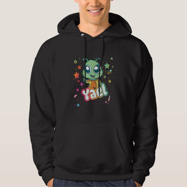 YAEL - Cute Boy Name with cute Alien Hoodie (Front)