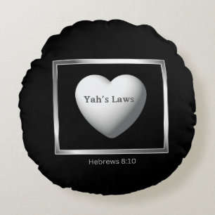 Yah's Laws Written On Our Hearts Round Cushion