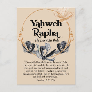 Yahweh Rapha Names of God Devotional Scripture Postcard