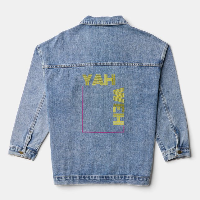 Yahweh YHWH Original Hebrew Name for God  Denim Jacket (Back)