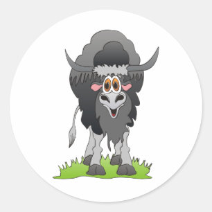 Yak Black Classic Round Sticker