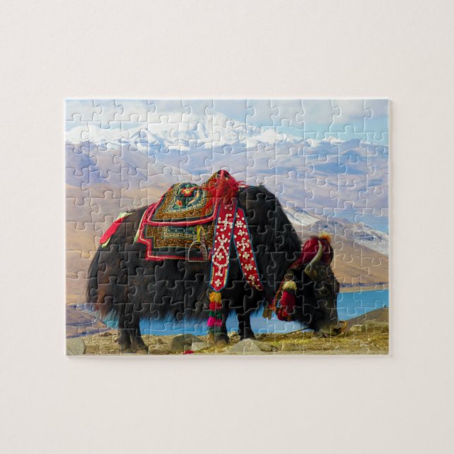 Yak Bos grunniens Bos mutus at Yamdrok Lake Jigsaw Puzzle (Horizontal)