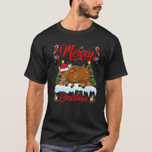Yak Lover Xmas Lighting Santa Hat Yak Christmas T-Shirt