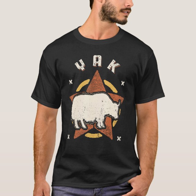 Yak Vintage Retro Classic Animal T-Shirt (Front)