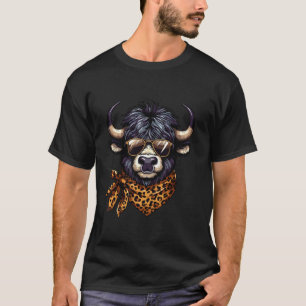 Yak Wearing Leopard Scarf Animal Wearing Sunglasse T-Shirt