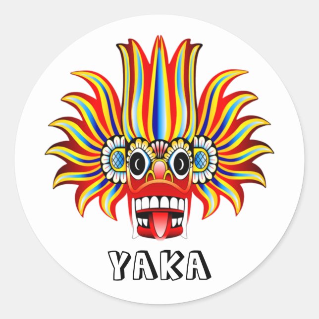 Yaka (Sri Lanka devil) design T-Shirt Classic Roun Round Sticker (Front)